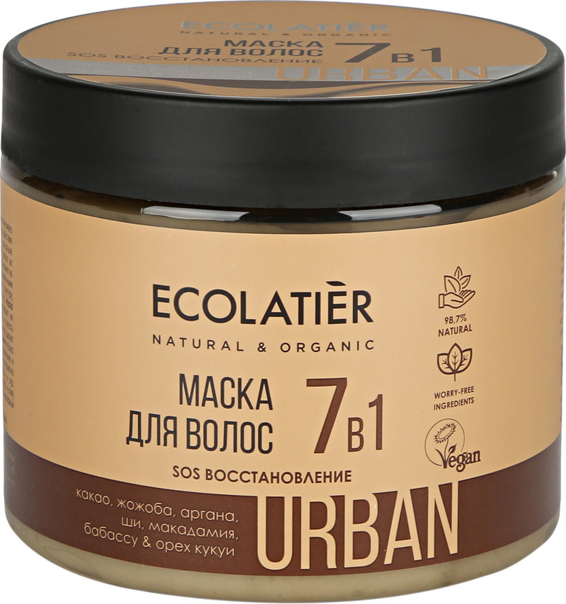 Ecolatier Маска для волос SOS Восстановление 7в1 Какао & жожоба 380мл